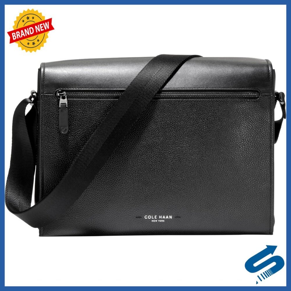 Leather Messenger Bag with Laptop Sleeve Adjustable Strap Professional Casual